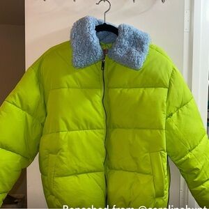 Urban Outfitters Lime Green Puffer Jacket